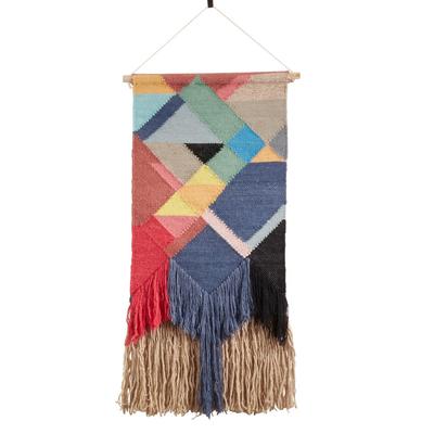 Textured Woven Wall Hanging With Multi-Colored Des...