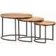 3 tables empilables en bois massif avec structure de graines Lune en acier