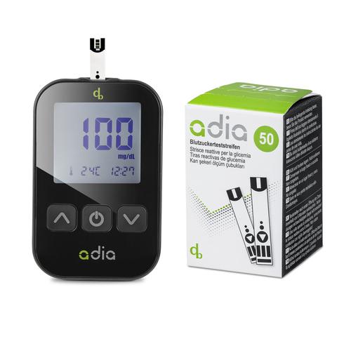 adia Diabetes-Set, mg/dl mit 60 Blutzuckerteststreifen, Stechhilfe, Lanzetten 1 St Set