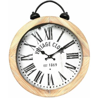 Wanduhr Hängeuhr Holzuhr Rund 40 cm ø Analog Vintage Clock Shabby Design Braun Schwarz Römische