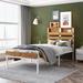 Metal and Wood Bed Frame with Headboard and Footboard ,Twin Size