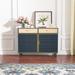 2 Drawer Sideboard, Modern Furniture Decor，Made with Iron + Carbonized Bamboo