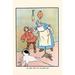 Buyenlarge 'The Cook Boxes the Scullion's Ear' by John Hassall Painting Print in Blue/Pink/Red | 30 H x 20 W x 1.5 D in | Wayfair