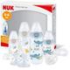 NUK First Choice+ Perfect Start Babyflaschen Set | Erstausstattung mit 4 Babyflaschen, Flaschenbürste & mehr | mit Temperature Control | Anti-kolic | BPA-frei | 0-6 Monate | blau/weiß