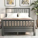 Modern Pine Wood Platform Full Bed with 4 Center Support Legs, Vertical Slatted Style Headboard & Footboard