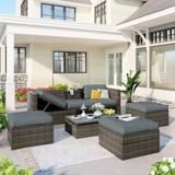 Patio Furniture Sets, 5-Piece Patio Wicker Sofa with Cushions