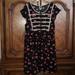 Free People Dresses | Free People Cap Sleeve Black & Pink Floral Lace Trim Rayon Summer Dress, Size 10 | Color: Black/Pink | Size: 10