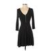 Express Casual Dress - Fit & Flare: Black Marled Dresses - Women's Size X-Small