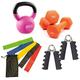 Bestfor Fitness Kit - Comprising a set of resistance loop bands, a pair of hand grips, a pair of 2kg neoprene dumbbells and an 8kg kettlebell