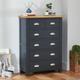 The Furniture Market Cotswold Charcoal Grey Painted 2 over 4 Drawer Chest