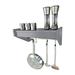 Latitude Run® Reilly Modern Kitchen Wall Shelf w/ Steel Hanging Rack & Hooks Wood/Metal in Gray | 7.7 H x 17.2 W x 9.8 D in | Wayfair