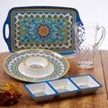 Certified International Portofino 3Pc Hostess Set Melamine in Blue/Gray/Orange | 14.5 W in | Wayfair PORTO3PCRM