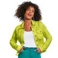 K Jordan Colored Jean Jacket (Size 4X) Limeade, Cotton,Spandex