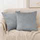 Lot de 2 Housses de Coussin en Velours, 40x40 cm, Gris - Gris - Deconovo