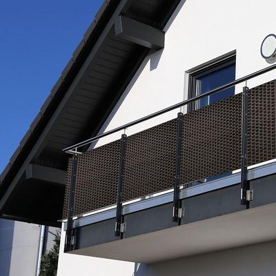 Balkonsichtschutz braun Polyrattan 100 x 90 cm Sichtschutzmatte Polyrattan Image