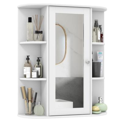 Costway Mirrored Bathroom Medicine Cabinet with Single Mirror Door and Adjustable Shelf-White