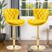 Velvet Tufted Adjustable Height Armless Bar Stools With Golden Footrest(set of 2)