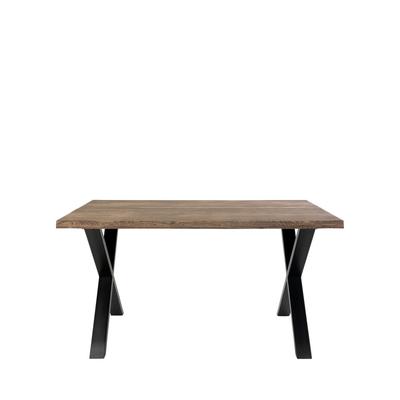 Table à manger en bois et métal 140x95cm bois foncé et noir