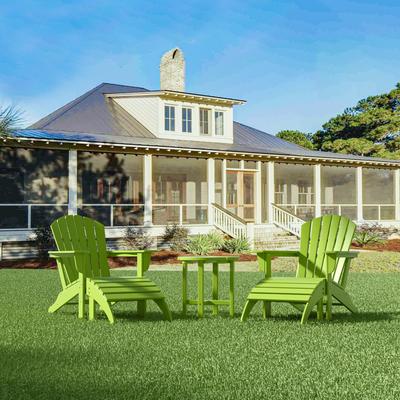 Polytrends Altura Outdoor Eco-Friendly All Weather Adirondack Chair with Ottoman and Side Table (5-Piece Conversation Set)