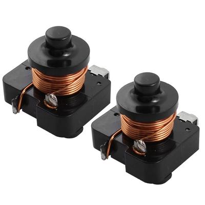 2Pcs Plastic Housing Coil Compressor Relay Starter for 1/3 HP Refrigerator - Black,Copper Tone