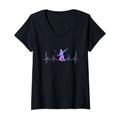 Damen Badminton Verein Herzschlag Badmintonspieler Badminton T-Shirt mit V-Ausschnitt