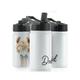 Personalised Alpaca Water Bottle, 350ml White Stainless Steel Sports Flask with Straw Cap Flip Lid Customised with Initial or Name