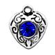 10 Heart Dark Blue CZ Antique Silver Tone Charms Pendants Crafts Jewellery Making 12mm x 10mm F200D