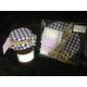 Fabric lid tops x 6 PURPLE gingham includes sticky jar labels/ bands/tags /twine 2 sizes avalible