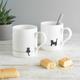 Cat Lover Mug Set, 2 Fine Bone China Mugs with Standing Cat and Crouching Cat, Gift for Cat Lovers, Small Coffee Mug Set