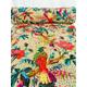 Bird Printed Cotton Indian Handmade Kantha Quilt Throw Cotton Blanket Kantha Bedspread Throw Bedcover Reversible Home Room Decor Bed Sheet