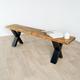 Rustic, Solid Wood, Handmade Loxley Bench. (Dining Bench, Bench Seat). Black Industrial X Legs