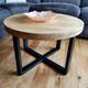 Round Coffee Table - Rustic Industrial Coffee Table - Side Table Wood and Metal