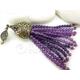 Amethyst Purple Gemstone Tassel, Jade Beaded Tassel, Antique Bronze Cap, Tassel Necklace Pendant, Gemstone Jewelry, Ottoman Jewelry