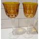 Beautiful tall hock wine or water glass from The Maison Cristallerie de Montbronn. In Cologne pattern, in Amber and clear colourway.