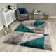 New Silky Soft Jade, Grey, Silver, Tufted Triangles 3D Design Rug