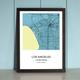Los Angeles City Map Wall Art Poster with Wooden Frame