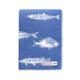 Fish Blanket with Reversible Pattern Ideal for Any Room, Made from Real Wool, Large Blue/ Off White Throw Perfect for Chair, Bed & Sofa