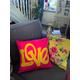 Love text cushion covers bright hot pink velvet! fun funky eclectic decor boho christmas Kahlo bold 70's christmas lover joy gifts her lgbt