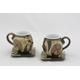 Pottery Coffee and Tea Mugs, Rustic coffee set, Ceramic teacup set, Anniversary gift, Pottery Mug and saucer Set , Tri Ushi