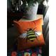 bee velvet cushion cover contemporary burnt orange stylish eclectic boho country cottage farmhouse style uk christmas gift for mum her fast
