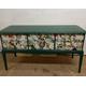 Stag Dressing Table. Green Tropical Parrot Painted Upcycled Bedroom Furniture. Vintage Repurposed Furniture