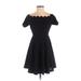 Shein Casual Dress - A-Line: Black Solid Dresses - Women's Size X-Small