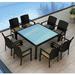 Lark Manor™ Kaneb Square 8 - Person 59" Long Outdoor Dining Set w/ Cushion Glass in Black/Blue | Wayfair 162E4F2B9438411BA16DEA198AE2A89B