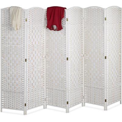 Paravent Raumteiler, HxB: 170 x 240 cm, faltbarer Raumtrenner, 6-teiliger Sichtschutz, Holz & Image