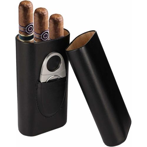 Geschenk für Vater, Humidor mit 3 Zigarren, Lederhumidor mit Zigarrenschneider, tragbarer Humidor