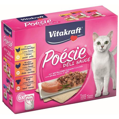 Katzenfutter Poesie DeliSauce, Multipack Fleisch - 6 Beutel - Vitakraft