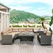 Outdoor 6 Piece Garden Patio Furniture Set Handcrafted Rattan Wicker Dinning Sectional Sofa Sets with Thick Cushions&Pillows