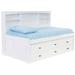 OS Home and Office Furniture Model, Solid Pine Twin Bookcase Daybed with Six Drawers in Casual White