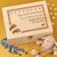 Personalised Baby Memory Keepsake Box | Engraved Wooden Box with Hinged Lid - Feet & Butterflies Design