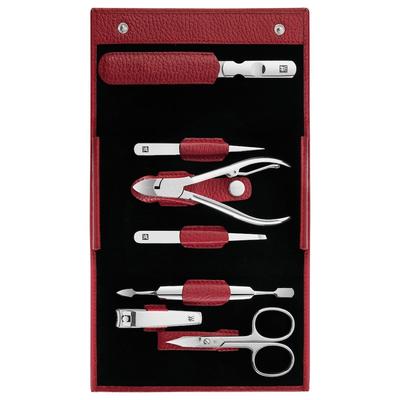ZWILLING Beauty Maniküre Pediküre Set 7tlg. mit Nagelknipser, Leder, rot Nagelpflegeset
